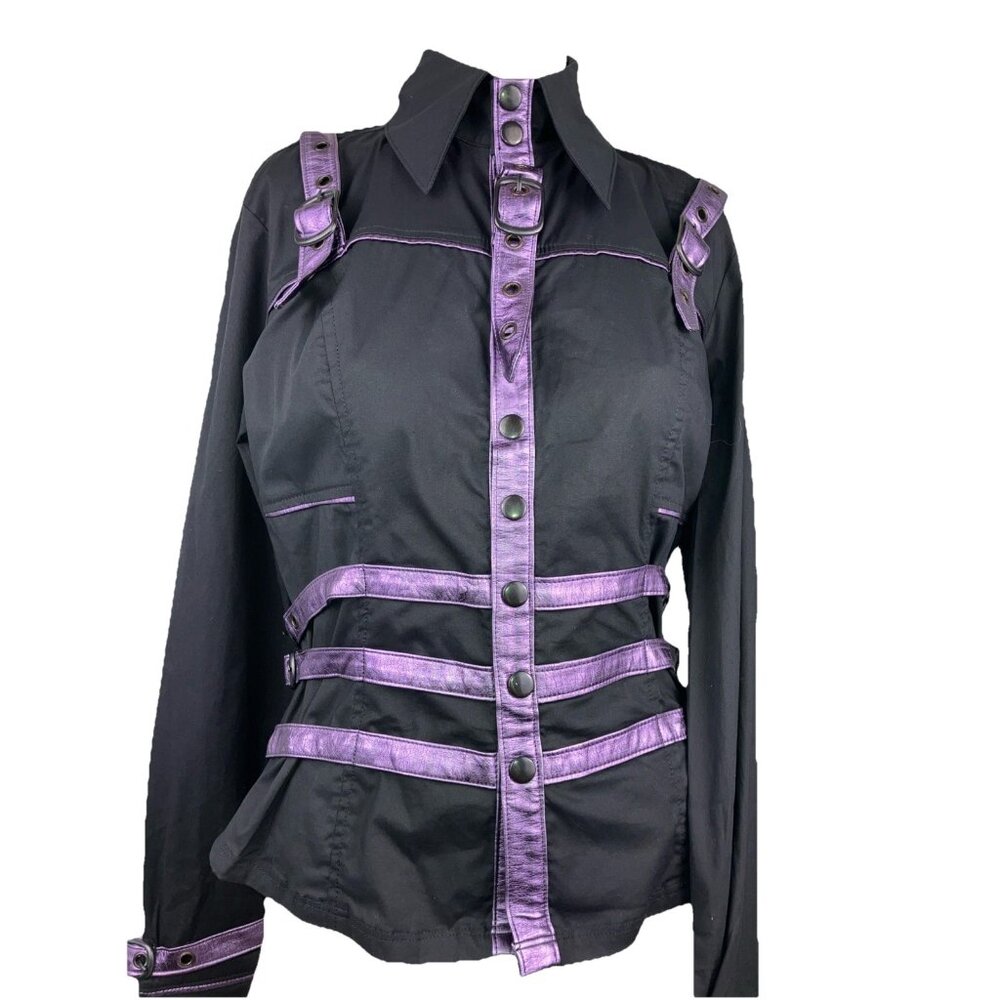 L Vintage lip service vice strap Buckle Snap blouse Straight Jacket Cyberpunk